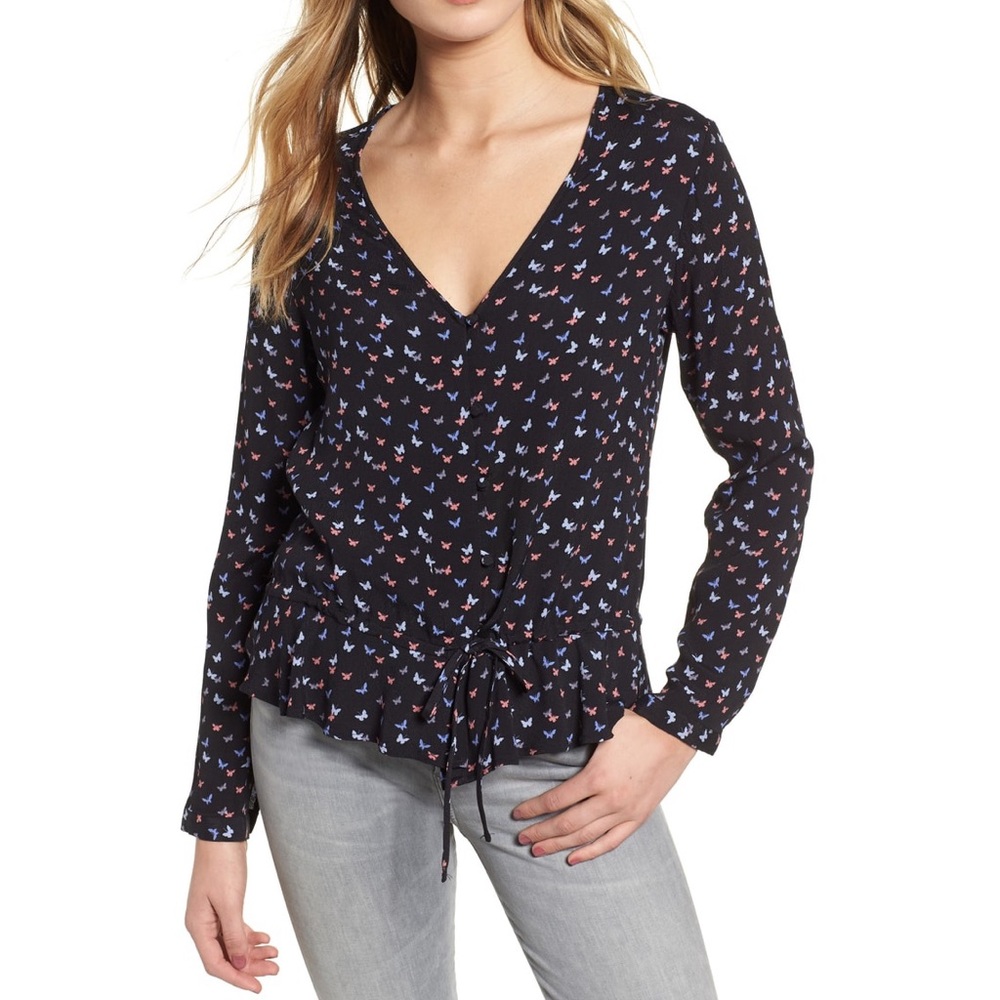 Rails Beaux Mariposa Butterfly Frilly Tie Top